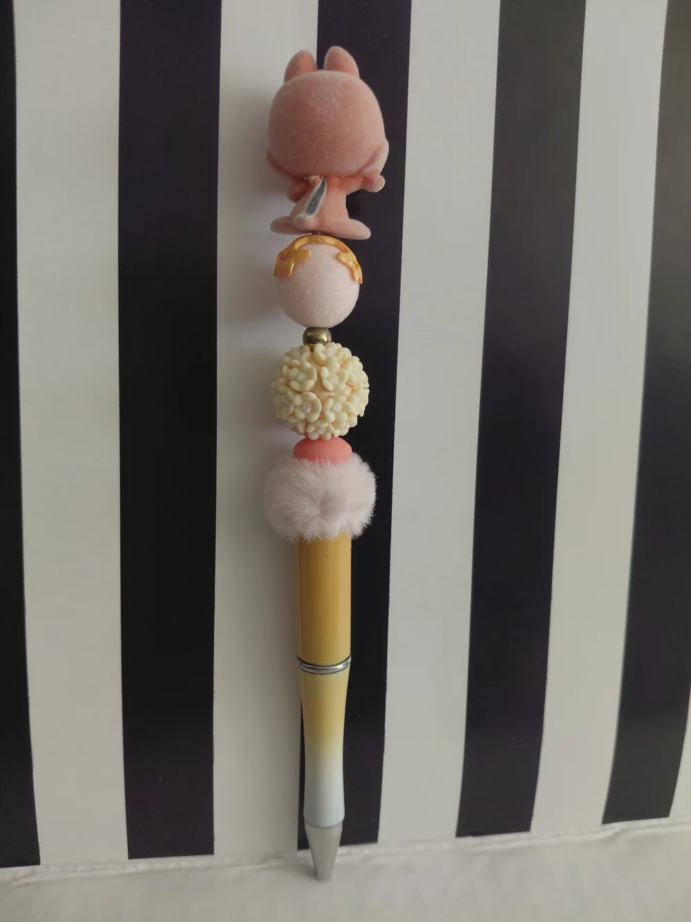 Dale Pink Plush Beaded Pen